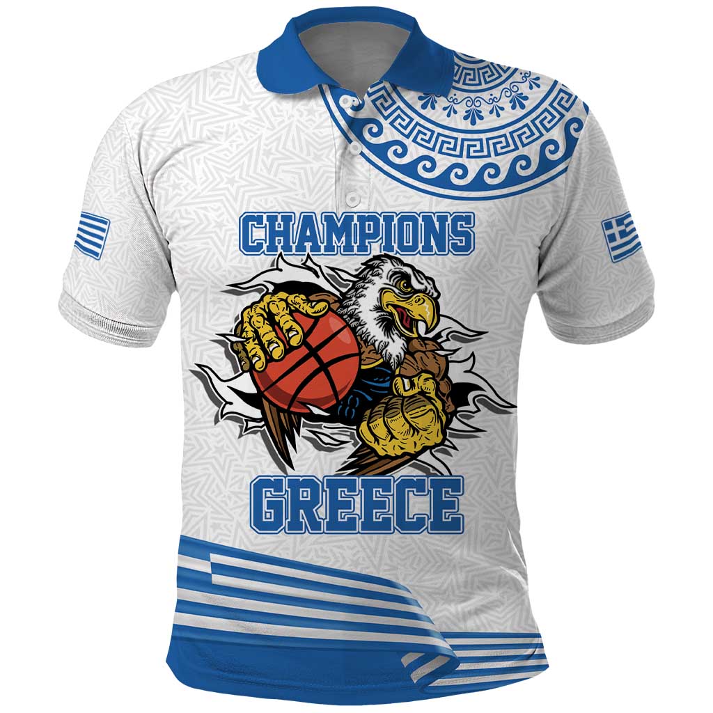 Custom Greece Basketball Champions Polo Shirt Sporty Style with Eagle Mascot