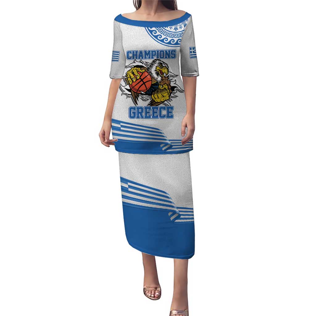 Custom Greece Basketball Champions Puletasi Sporty Style with Eagle Mascot
