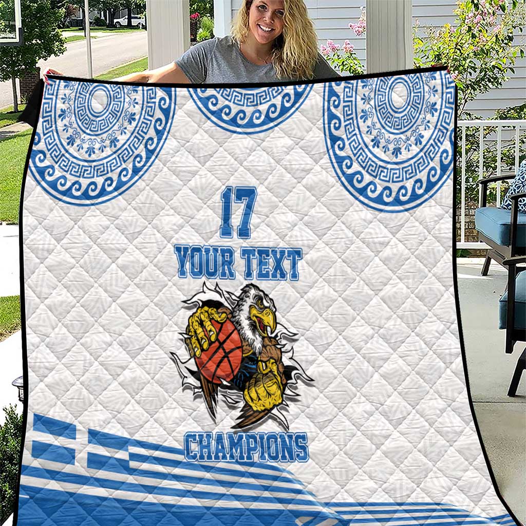 Custom Greece Basketball Champions Quilt Sporty Style with Eagle Mascot