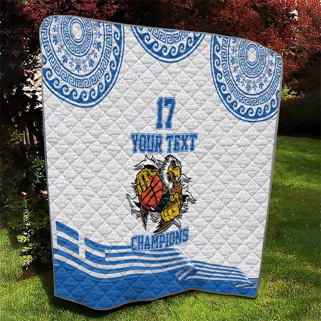 Custom Greece Basketball Champions Quilt Sporty Style with Eagle Mascot