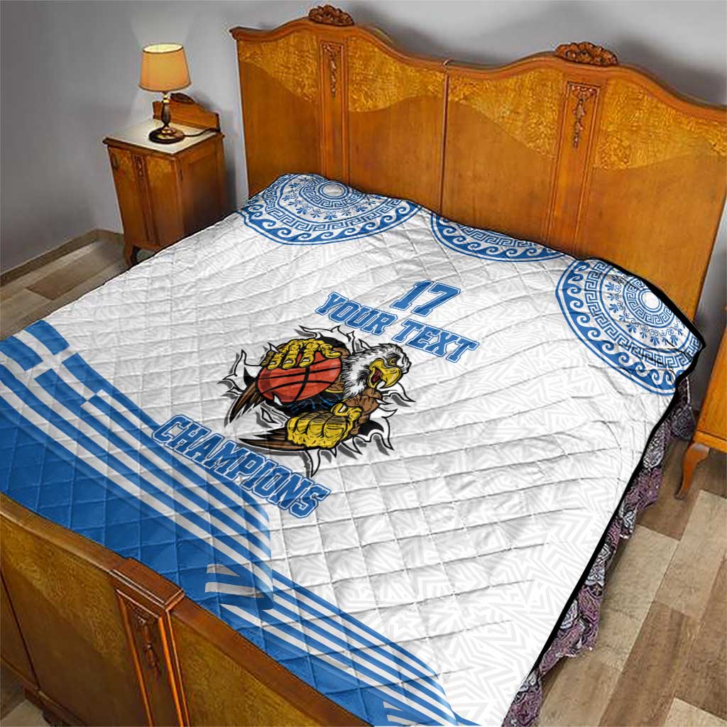 Custom Greece Basketball Champions Quilt Sporty Style with Eagle Mascot
