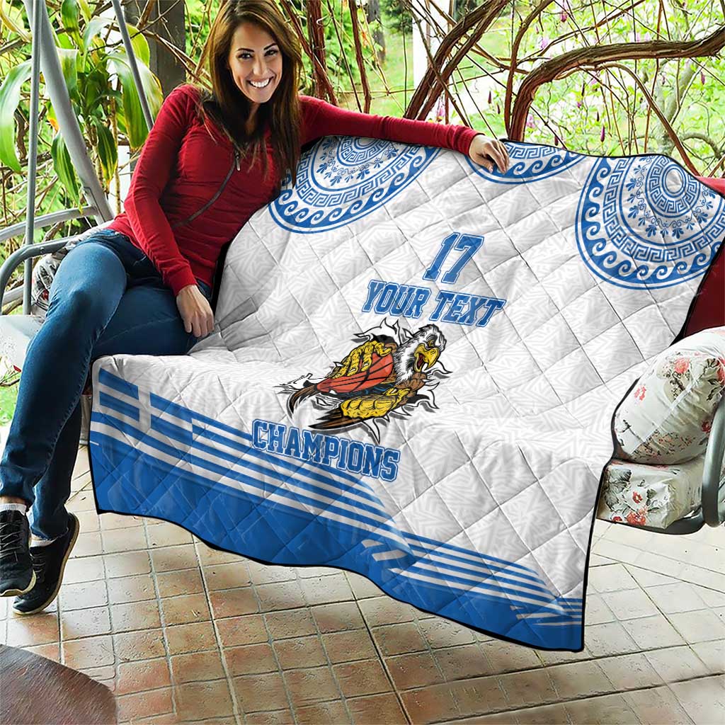 Custom Greece Basketball Champions Quilt Sporty Style with Eagle Mascot