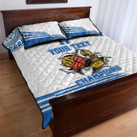 Custom Greece Basketball Champions Quilt Bed Set Sporty Style with Eagle Mascot