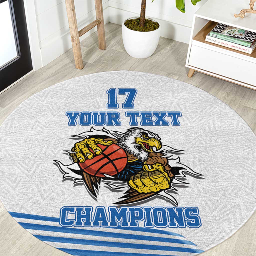 Custom Greece Basketball Champions Round Carpet Sporty Style with Eagle Mascot