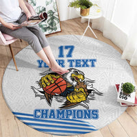 Custom Greece Basketball Champions Round Carpet Sporty Style with Eagle Mascot