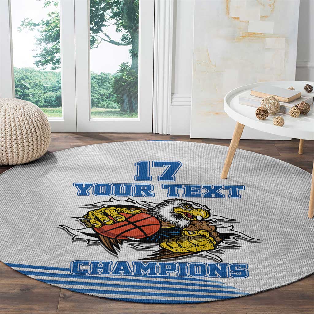 Custom Greece Basketball Champions Round Carpet Sporty Style with Eagle Mascot
