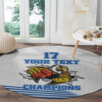 Custom Greece Basketball Champions Round Carpet Sporty Style with Eagle Mascot