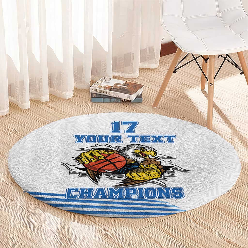 Custom Greece Basketball Champions Round Carpet Sporty Style with Eagle Mascot