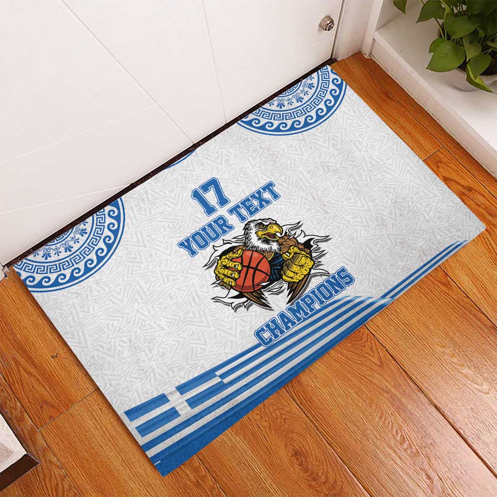 Custom Greece Basketball Champions Rubber Doormat Sporty Style with Eagle Mascot