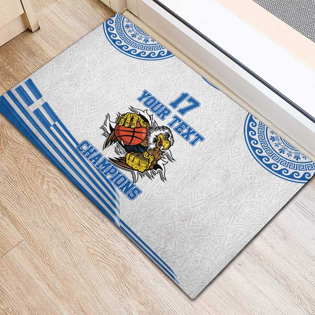Custom Greece Basketball Champions Rubber Doormat Sporty Style with Eagle Mascot