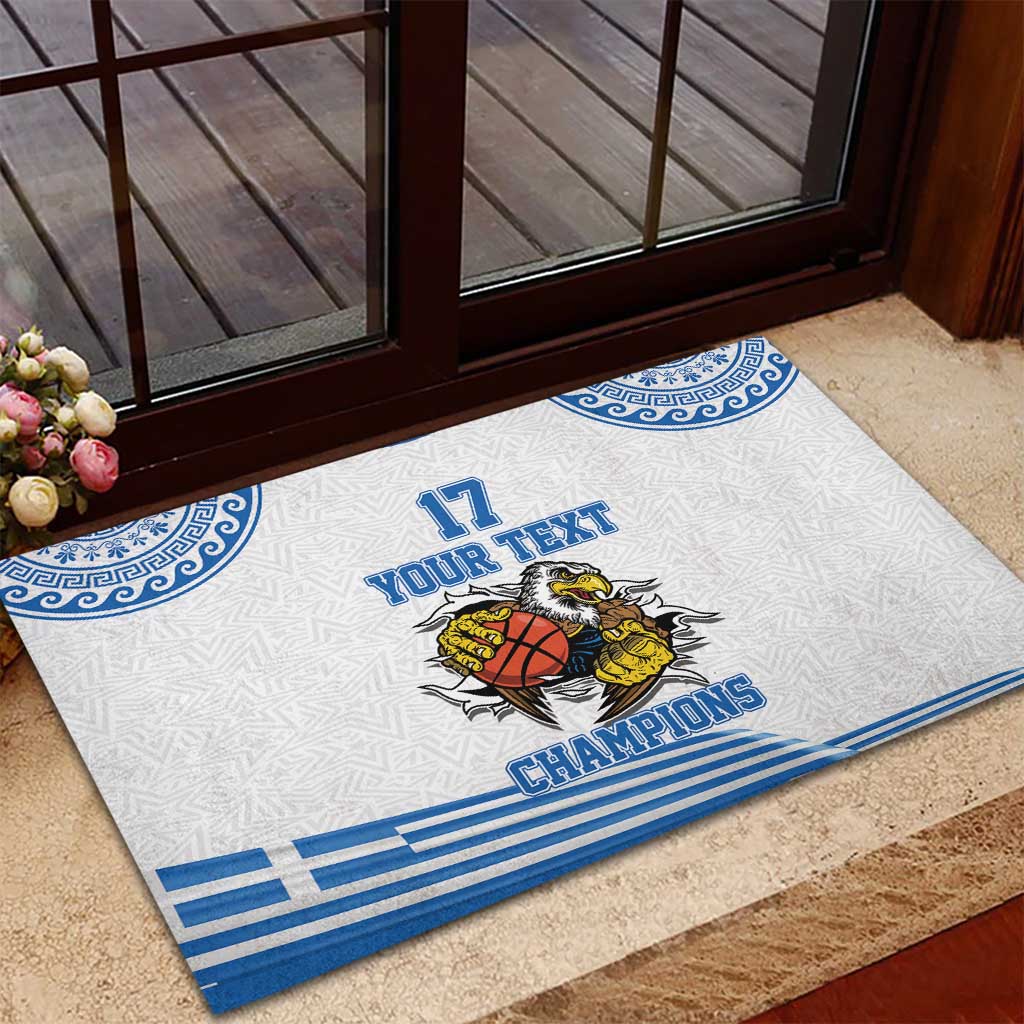 Custom Greece Basketball Champions Rubber Doormat Sporty Style with Eagle Mascot