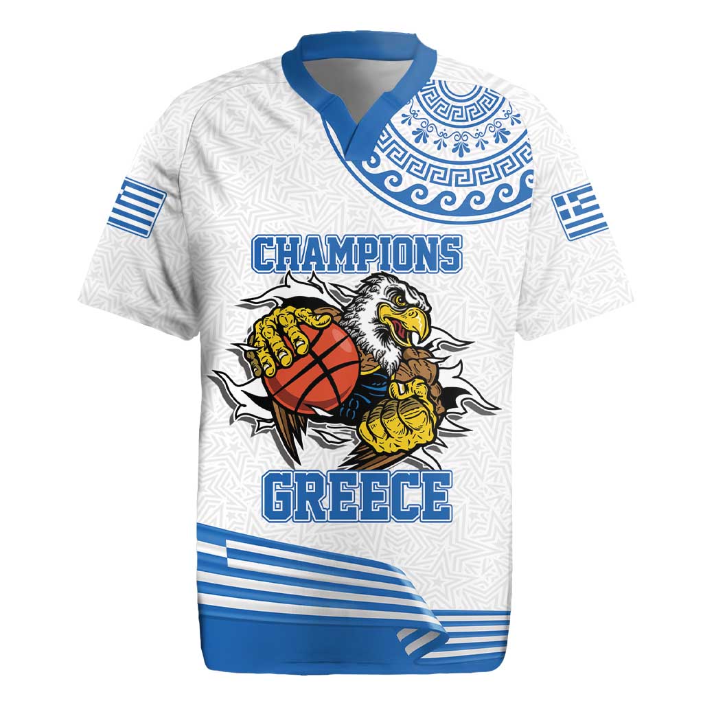 Custom Greece Basketball Champions Rugby Jersey Sporty Style with Eagle Mascot