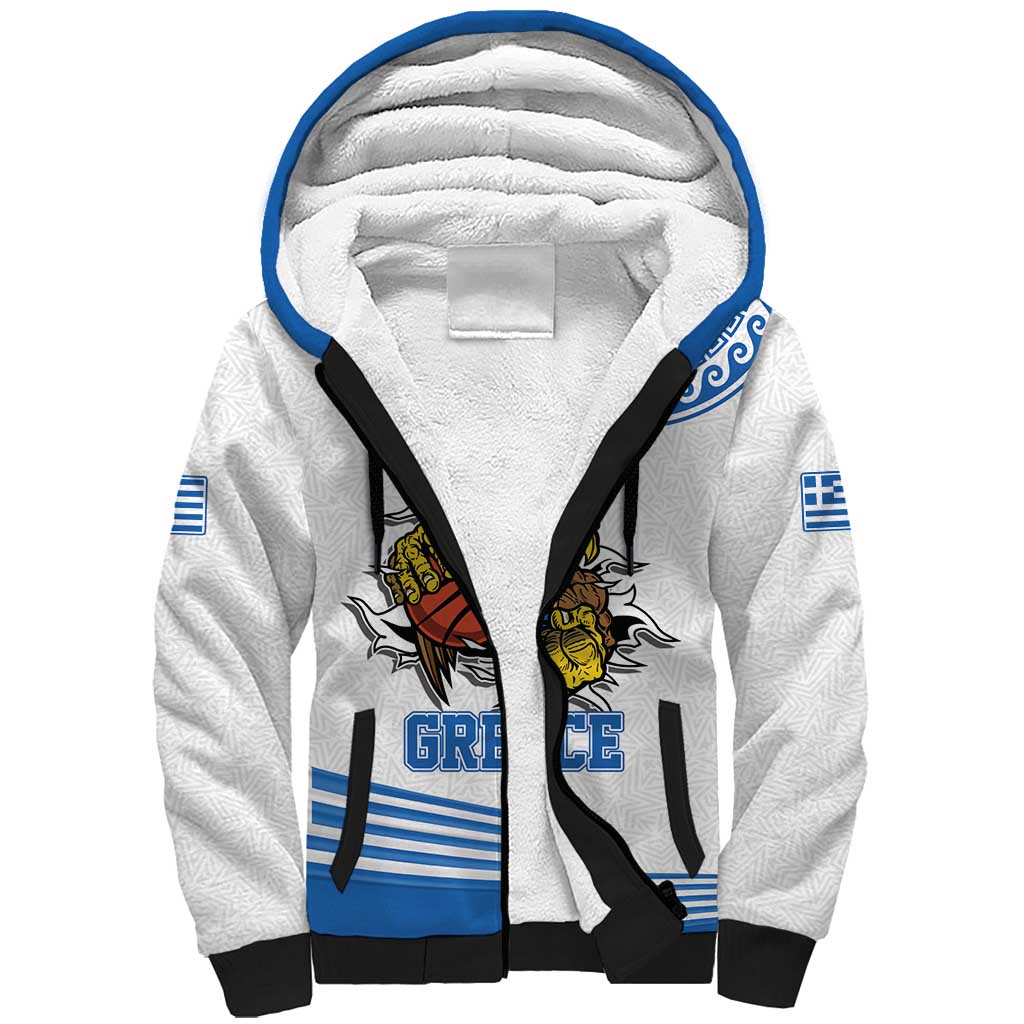 Custom Greece Basketball Champions Sherpa Hoodie Sporty Style with Eagle Mascot