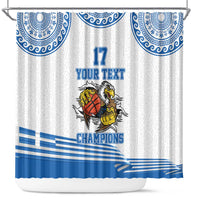 Custom Greece Basketball Champions Shower Curtain Sporty Style with Eagle Mascot