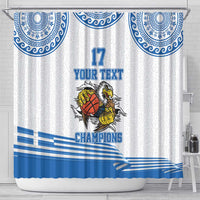 Custom Greece Basketball Champions Shower Curtain Sporty Style with Eagle Mascot