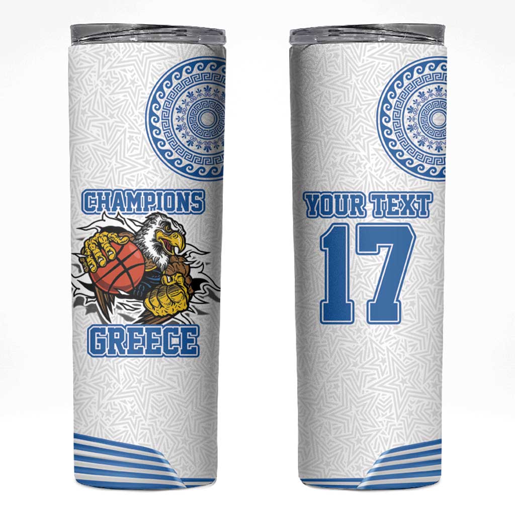 Custom Greece Basketball Champions Skinny Tumbler Sporty Style with Eagle Mascot