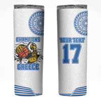 Custom Greece Basketball Champions Skinny Tumbler Sporty Style with Eagle Mascot