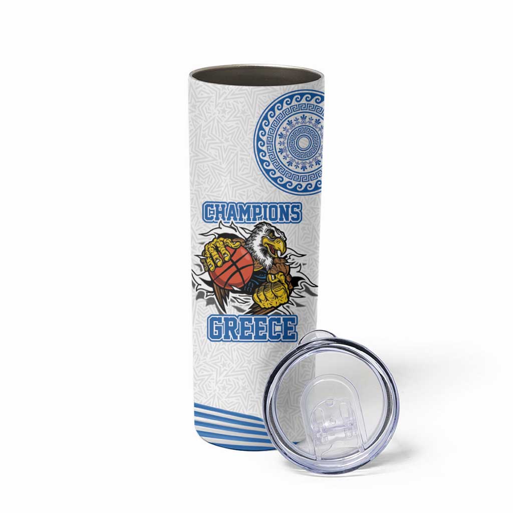 Custom Greece Basketball Champions Skinny Tumbler Sporty Style with Eagle Mascot