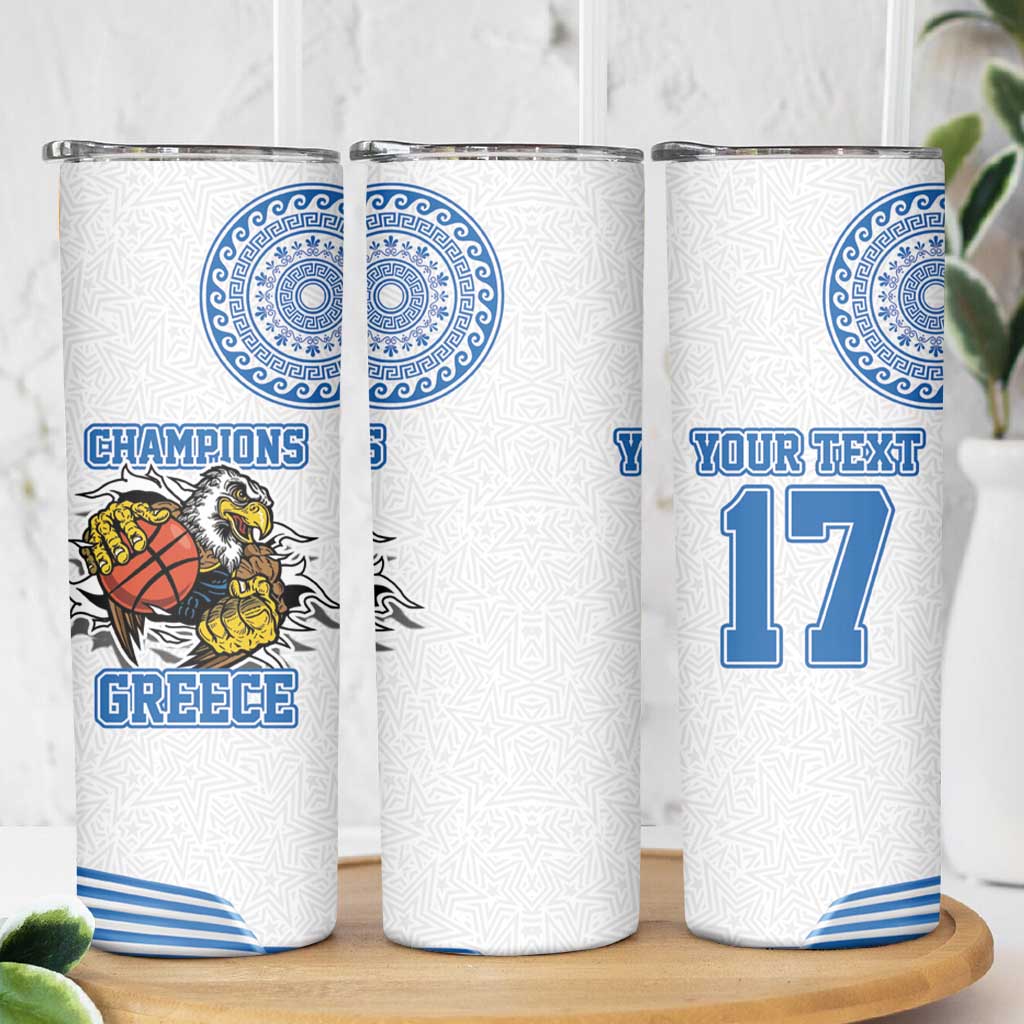 Custom Greece Basketball Champions Skinny Tumbler Sporty Style with Eagle Mascot