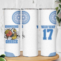 Custom Greece Basketball Champions Skinny Tumbler Sporty Style with Eagle Mascot