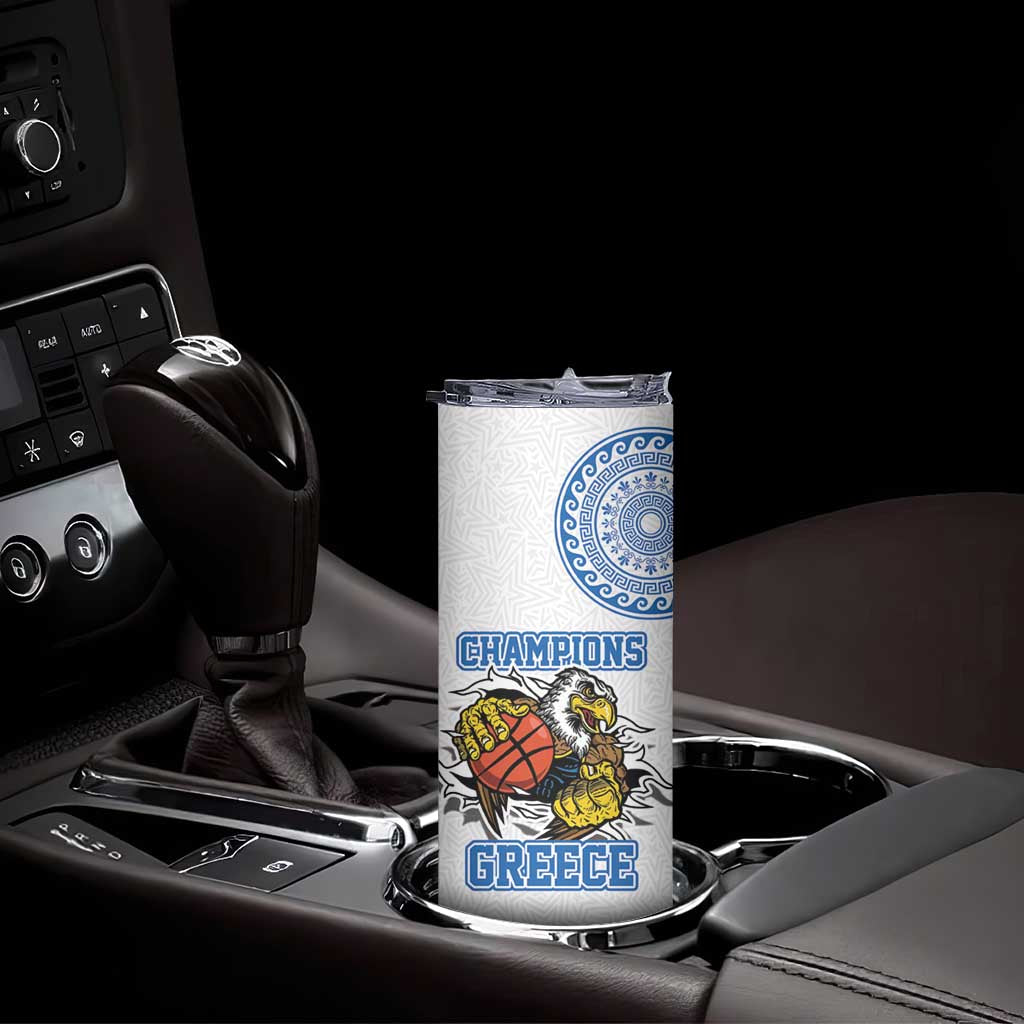 Custom Greece Basketball Champions Skinny Tumbler Sporty Style with Eagle Mascot