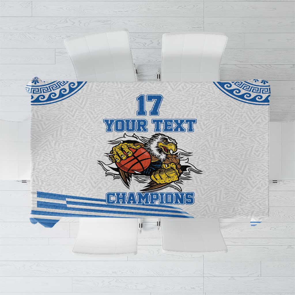 Custom Greece Basketball Champions Tablecloth Sporty Style with Eagle Mascot