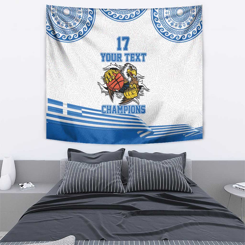 Custom Greece Basketball Champions Tapestry Sporty Style with Eagle Mascot