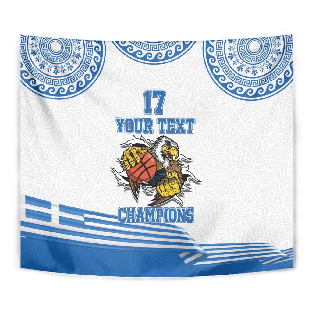 Custom Greece Basketball Champions Tapestry Sporty Style with Eagle Mascot