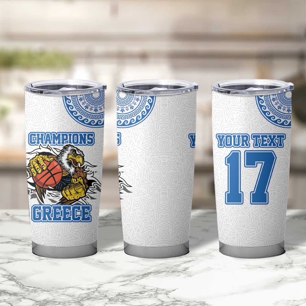 Custom Greece Basketball Champions Tumbler Cup Sporty Style with Eagle Mascot