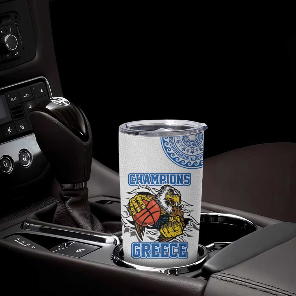 Custom Greece Basketball Champions Tumbler Cup Sporty Style with Eagle Mascot