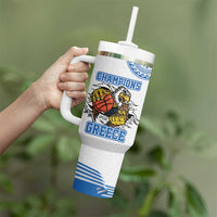 Custom Greece Basketball Champions Tumbler With Handle Sporty Style with Eagle Mascot
