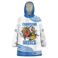 Custom Greece Basketball Champions Wearable Blanket Hoodie Sporty Style with Eagle Mascot