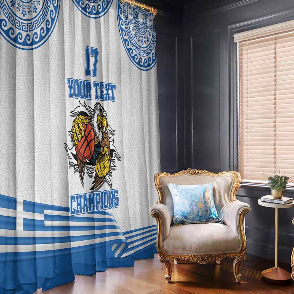 Custom Greece Basketball Champions Window Curtain Sporty Style with Eagle Mascot