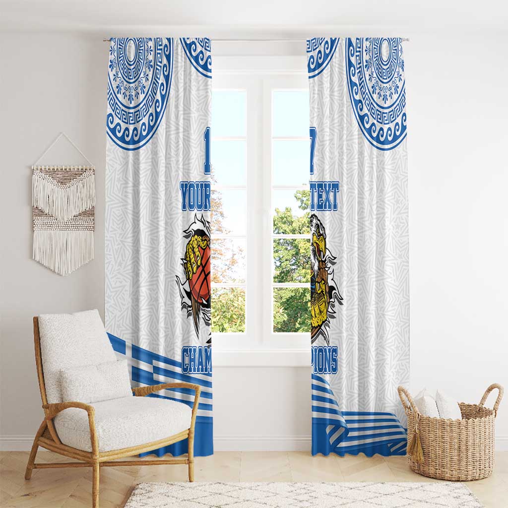 Custom Greece Basketball Champions Window Curtain Sporty Style with Eagle Mascot