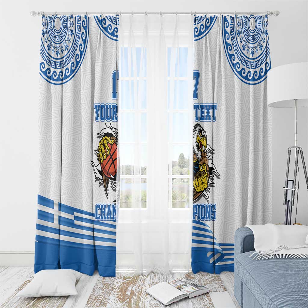 Custom Greece Basketball Champions Window Curtain Sporty Style with Eagle Mascot