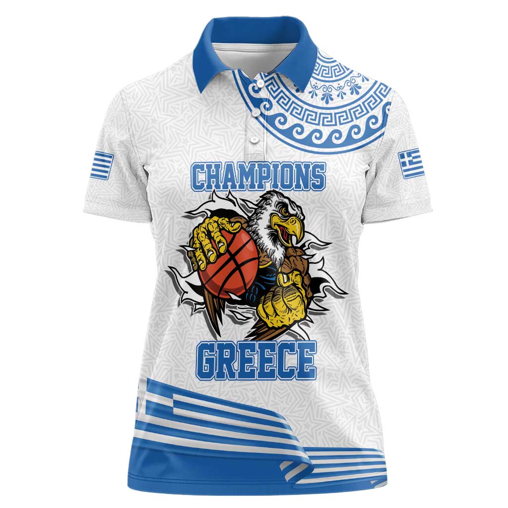 Custom Greece Basketball Champions Women Polo Shirt Sporty Style with Eagle Mascot