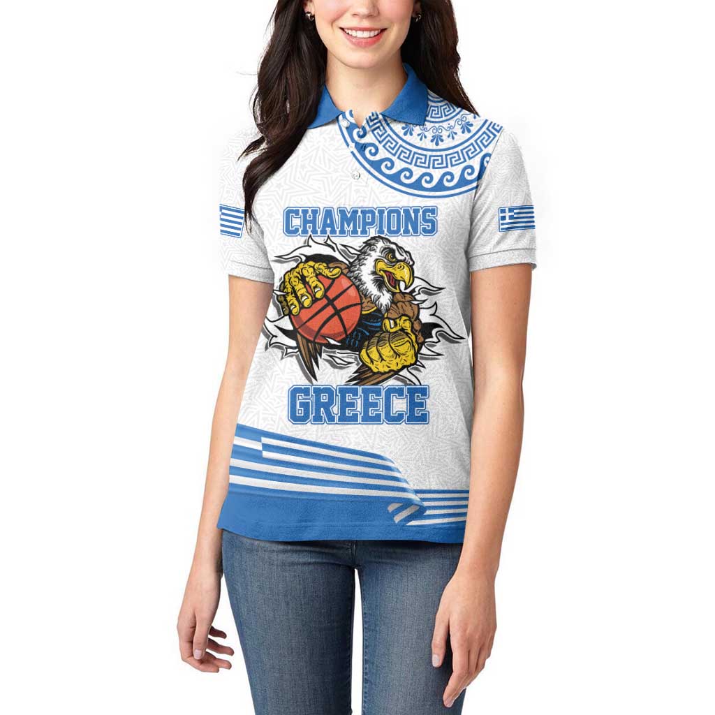 Custom Greece Basketball Champions Women Polo Shirt Sporty Style with Eagle Mascot