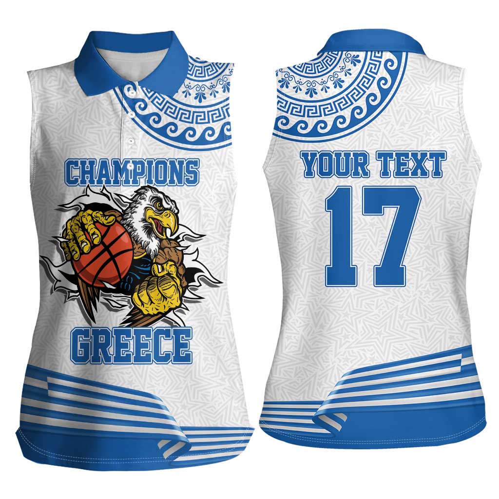 Custom Greece Basketball Champions Women Sleeveless Polo Shirt Sporty Style with Eagle Mascot