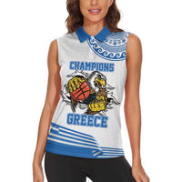 Custom Greece Basketball Champions Women Sleeveless Polo Shirt Sporty Style with Eagle Mascot