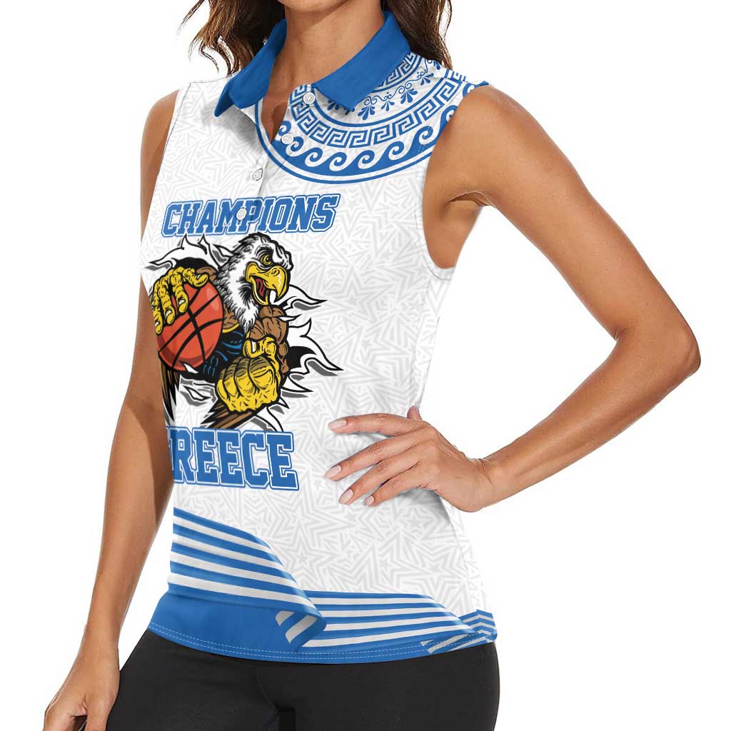 Custom Greece Basketball Champions Women Sleeveless Polo Shirt Sporty Style with Eagle Mascot
