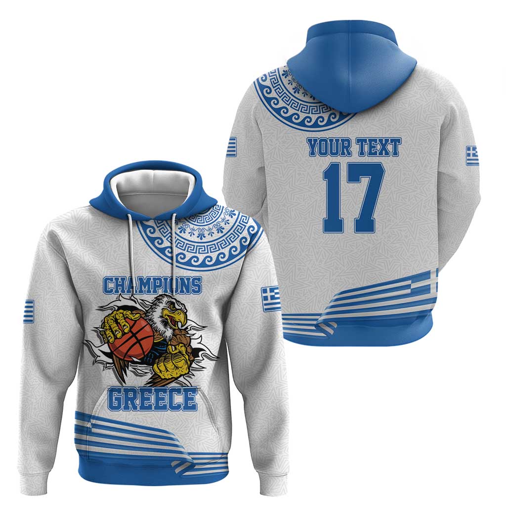 Custom Greece Basketball Champions Zip Hoodie Sporty Style with Eagle Mascot