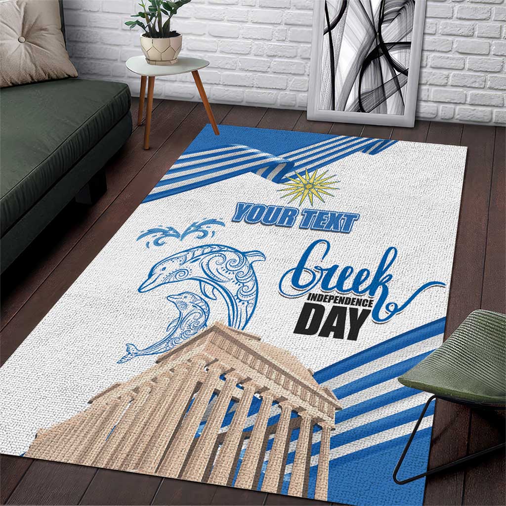Personalized Greece Greek Independence Day Area Rug Dolphin and Parthenon