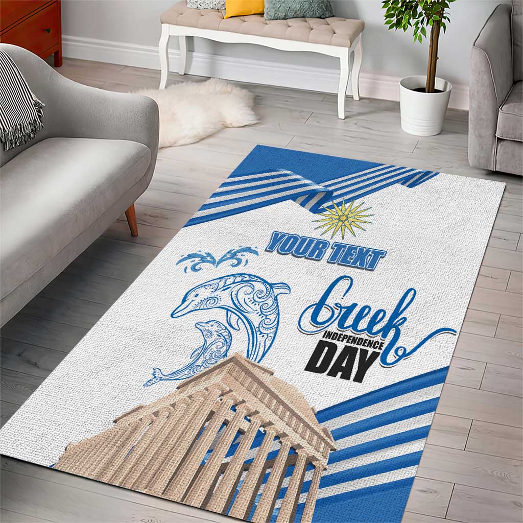 Personalized Greece Greek Independence Day Area Rug Dolphin and Parthenon