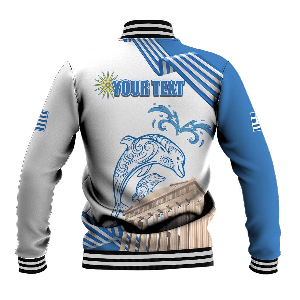 Personalized Greece Greek Independence Day Baseball Jacket Dolphin and Parthenon