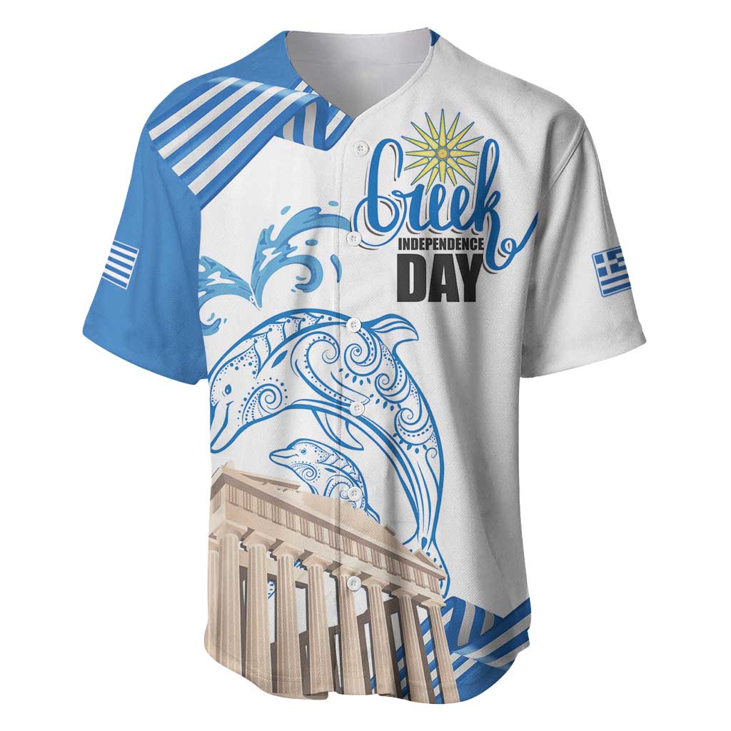 Personalized Greece Greek Independence Day Baseball Jersey Dolphin and Parthenon