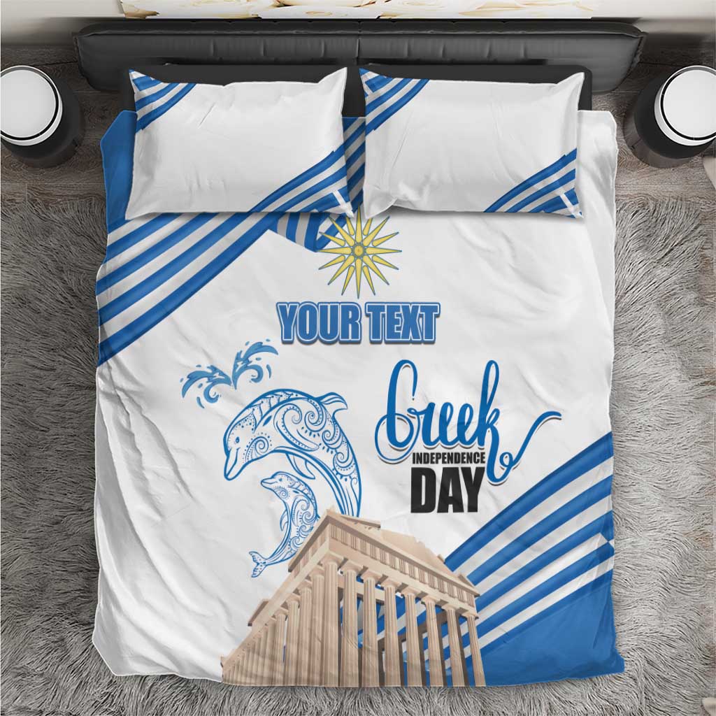 Personalized Greece Greek Independence Day Bedding Set Dolphin and Parthenon