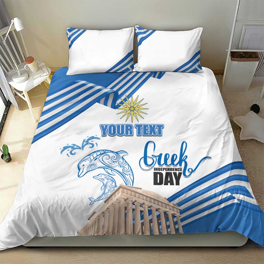Personalized Greece Greek Independence Day Bedding Set Dolphin and Parthenon