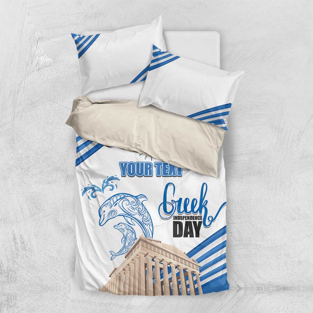 Personalized Greece Greek Independence Day Bedding Set Dolphin and Parthenon