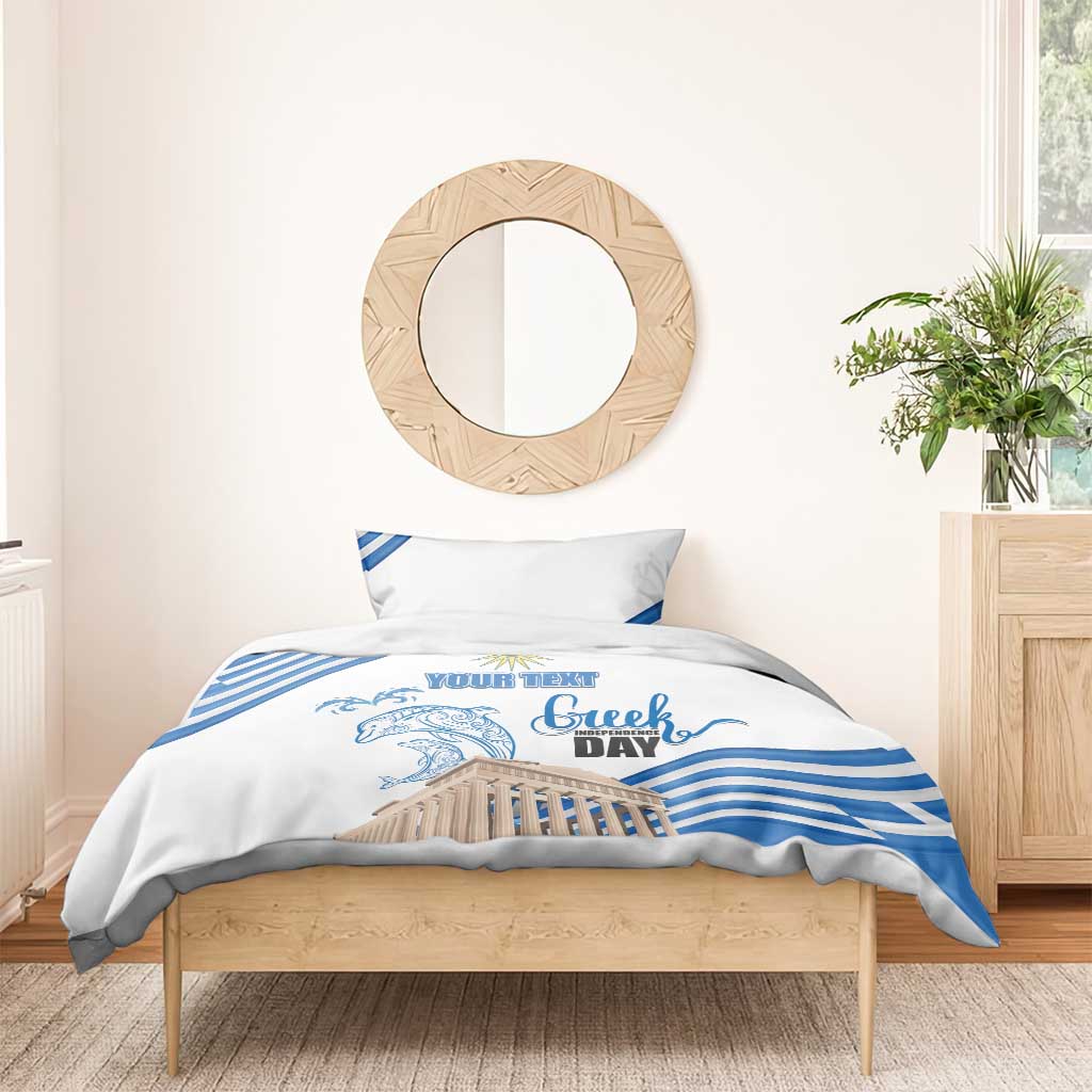 Personalized Greece Greek Independence Day Bedding Set Dolphin and Parthenon