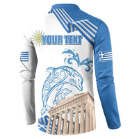 Personalized Greece Greek Independence Day Button Sweatshirt Dolphin and Parthenon